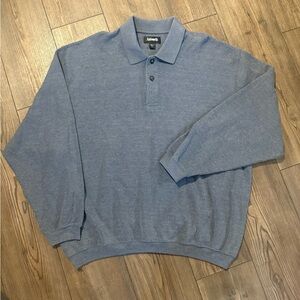 Ashworth Blue Long Sleeve Polo Sweater Men’s L Cotton Blend Made in Peru